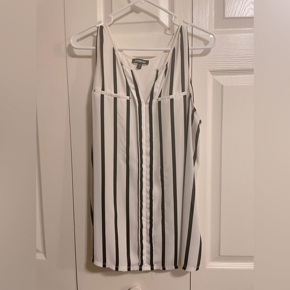 Express black and white vertical stripe tank